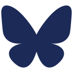 Icon of the social network Bluesky which represents a butterfly, colored in dark blue